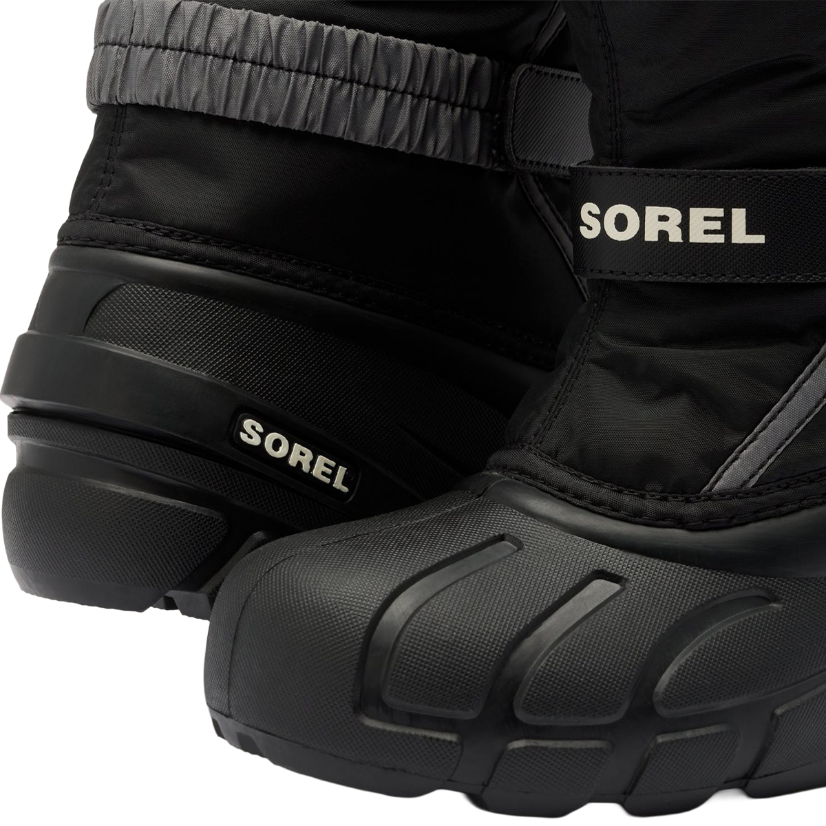 Sorel Big Kids Flurry in Black Sea Salt logo detail