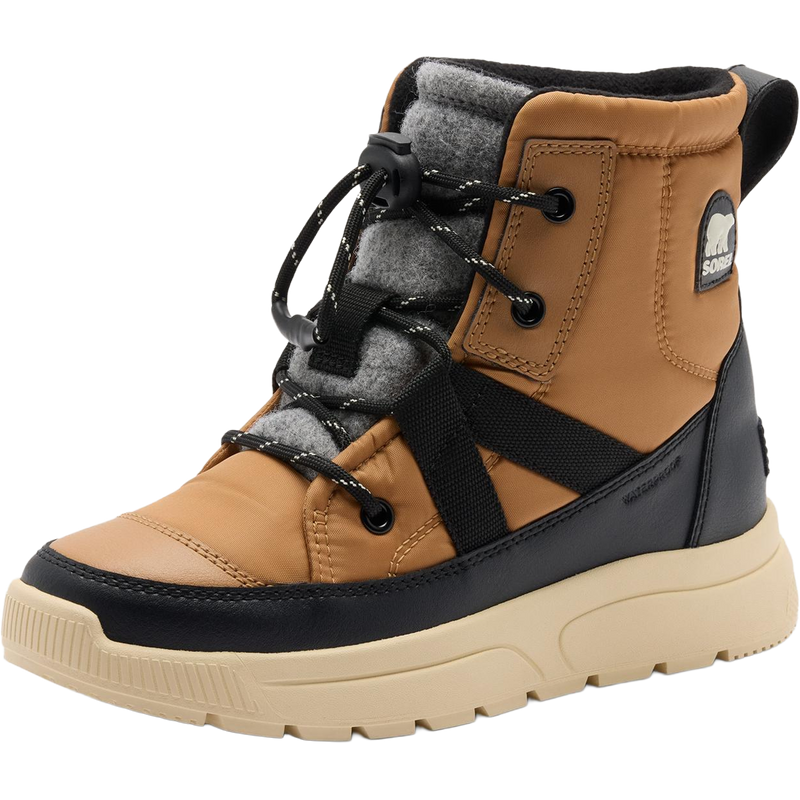 Sorel Little Kids Whitney III Mid Waterproof in Tawny Buff Bleached Ceramic left facing angled