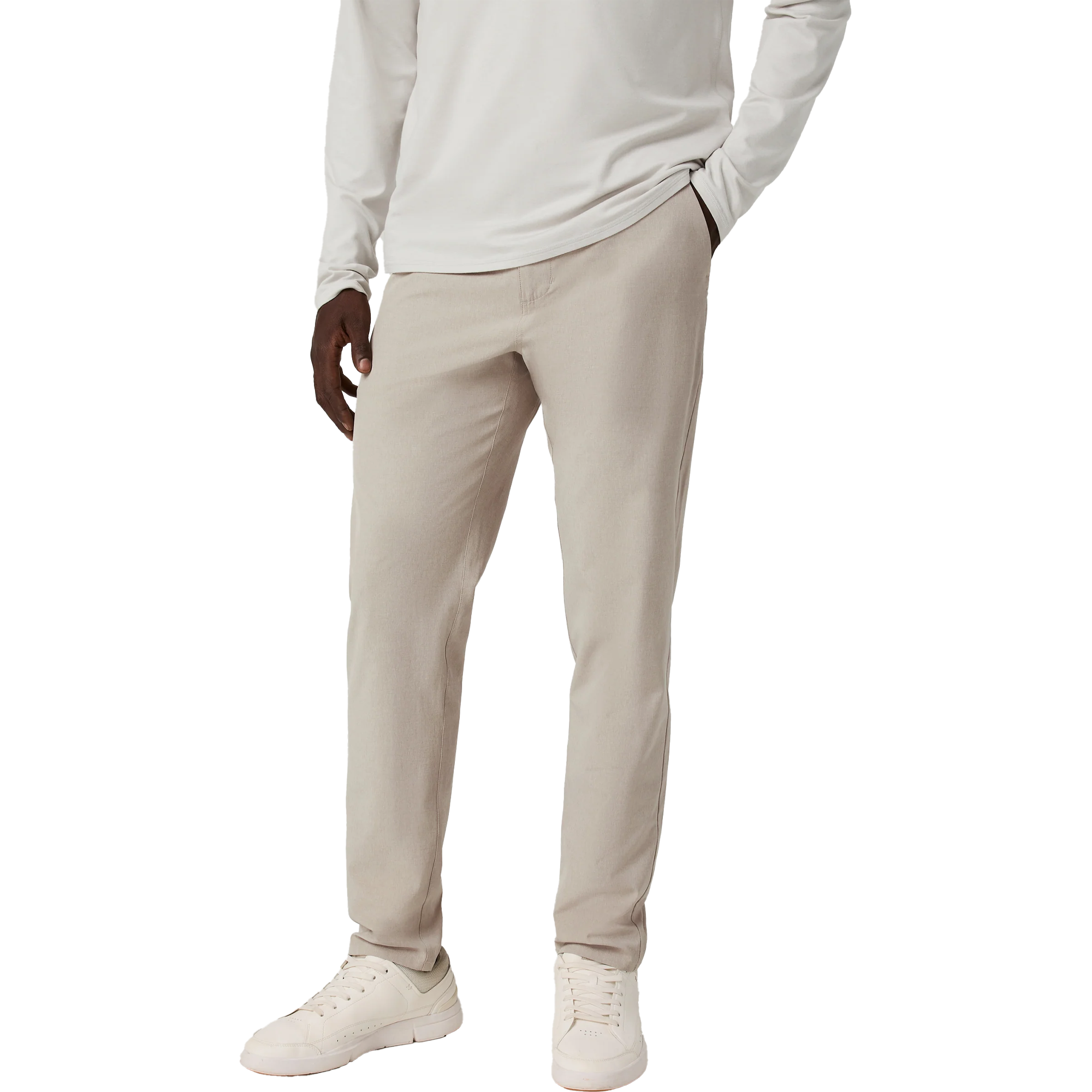 Vuori Men's Aim Trouser Athletic Slim 32" in Khaki Linen Texture