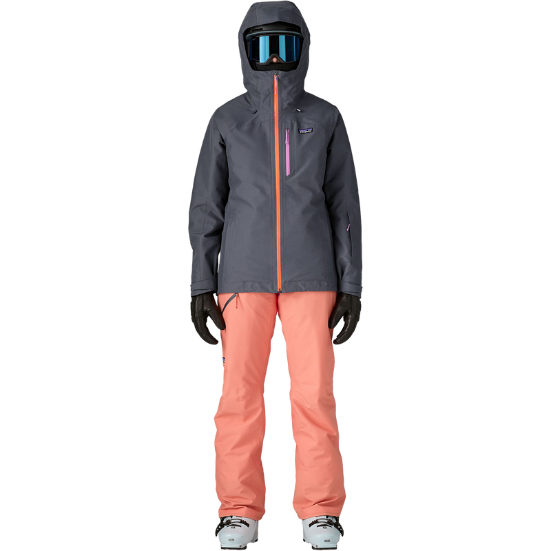 Women's Insulated Powder Town Jacket, Patagonia Women's Insulated Powder Town Jacket in SBPE Smolder Blue w/Orange peal