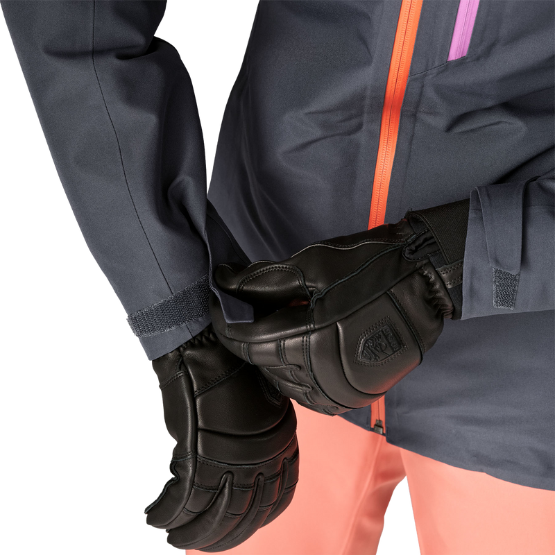 Women's Insulated Powder Town Jacket, Patagonia Women's Insulated Powder Town Jacket in SBPE Smolder Blue w/Orange peal cuffs