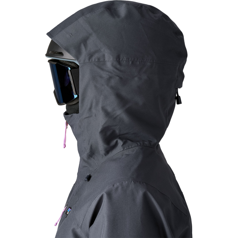Women's Insulated Powder Town Jacket, Patagonia Women's Insulated Powder Town Jacket in SBPE Smolder Blue w/Orange peal hood