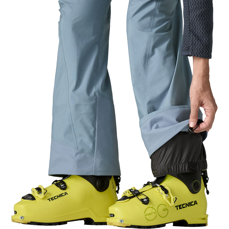 Women's PowSlayer Gore-Tex Pants, Patagonia Women's PowSlayer Gore-Tex Pants in BNLB-Barnacle Blue cuffs and powder skirt
