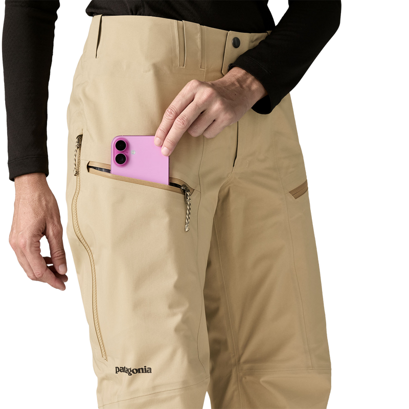 Women's Untracked Gore-Tex Pants, Patagonia Women's Untracked Gore-Tex Pants in ORTN Oar Tan front right pocket
