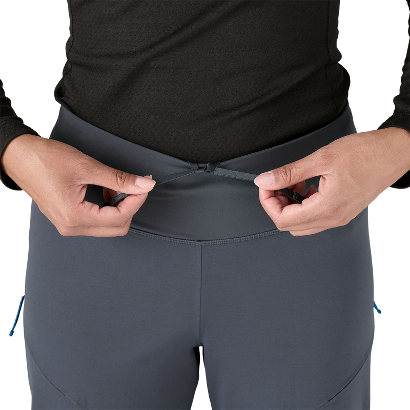 Women's Upstride Pants, Patagonia Women's Upstride Pants in SMDB Smolder Blue front draw string