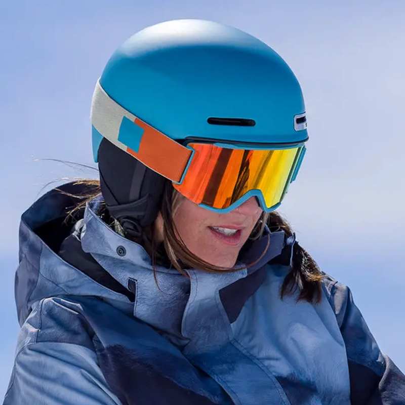 Squad S Clear Replacement Lens, Smith Sport Optics Squad S Goggle with helmet on rider