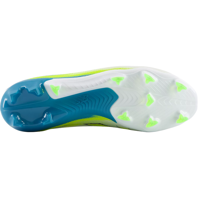 Furon Team V9 FG Wide, New Balance Furon Team V9 FG Wide in White Alkaline Green bottom view