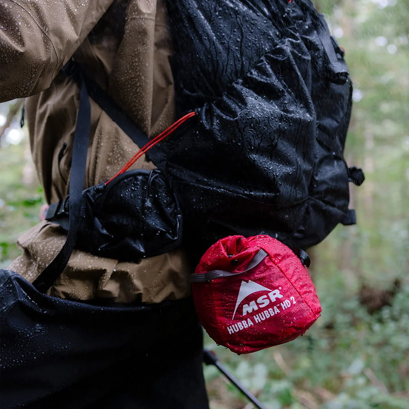 Hubba Hubba HD 2 Person, MSR Hubba Hubba HD 2-Person tent on backpack
