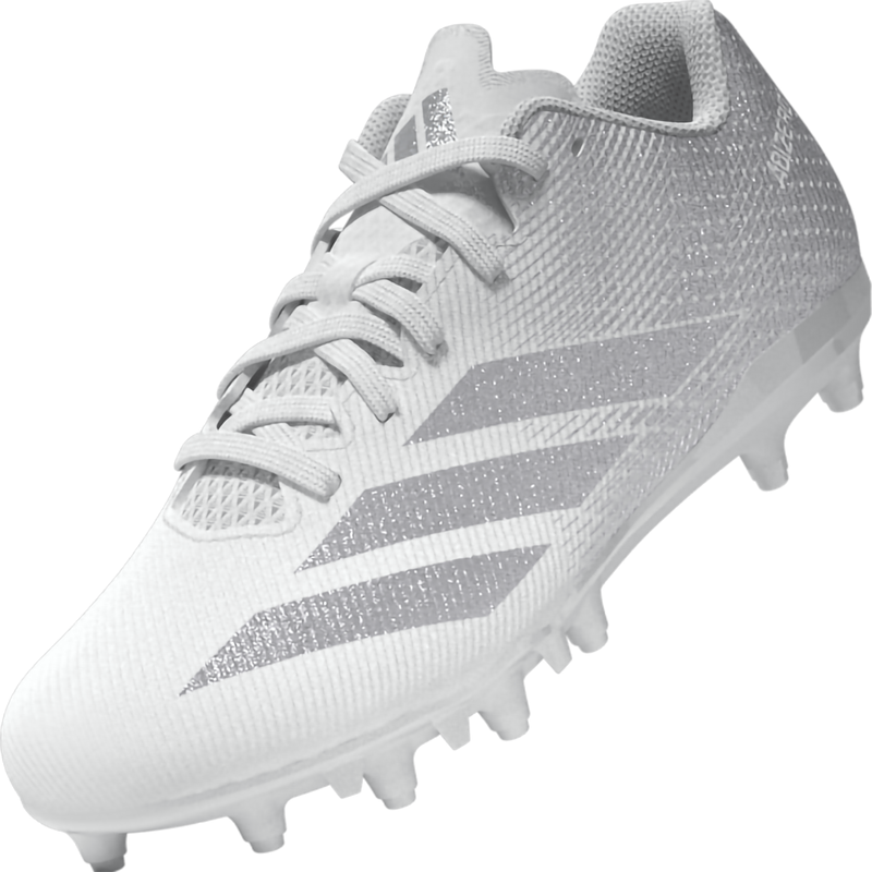 Youth Adizero Electric.2 II Football Cleats, Adidas Men's Youth Adizero Electric.2 II Football Cleats in Cloud White/Silver Metallic/Cloud White front left 