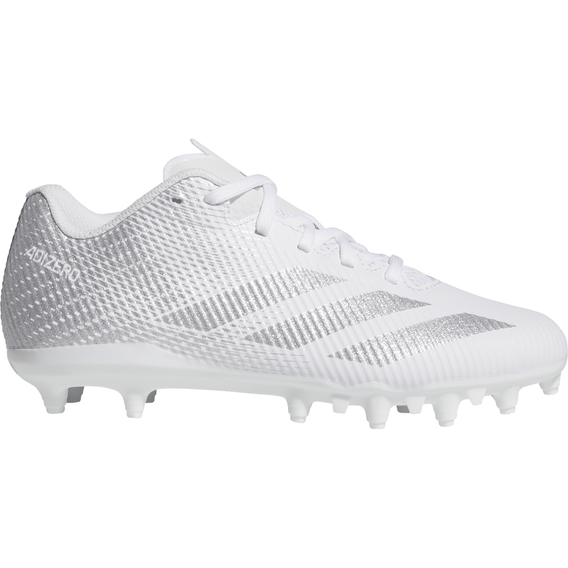 Youth Adizero Electric.2 II Football Cleats, Adidas Youth Adizero Electric.2 II Football Cleats in Cloud White/Silver Metallic/Cloud White right profile #2
