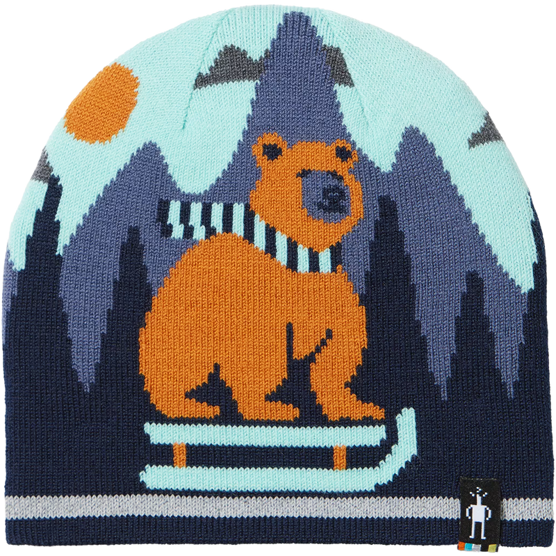 Smartwool Youth Reversible Art Beanie in Pacific Blue