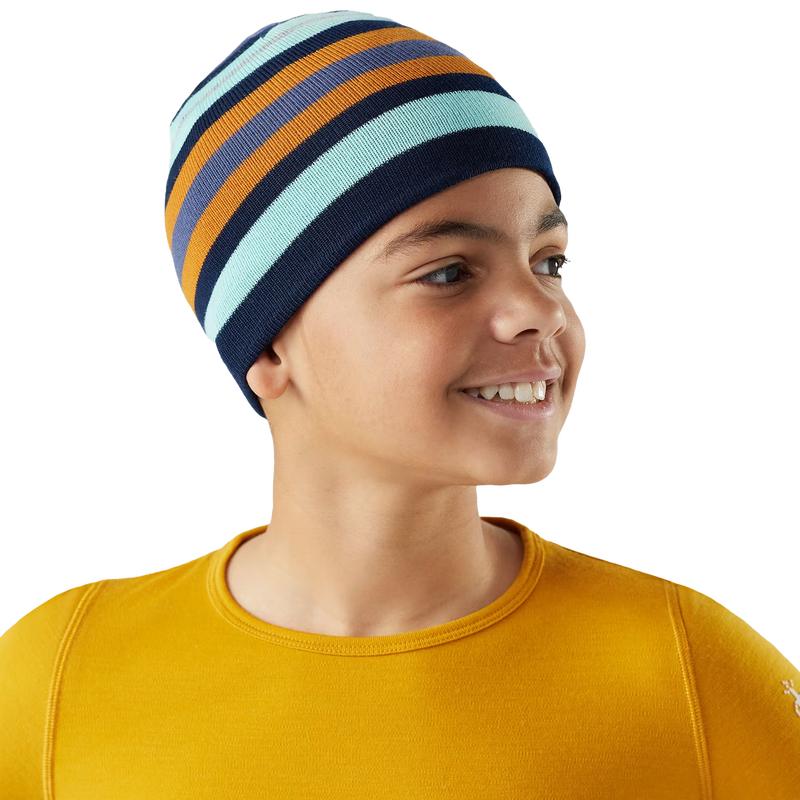 Youth Reversible Art Beanie, Smartwool Youth Reversible Art Beanie reversed on kid