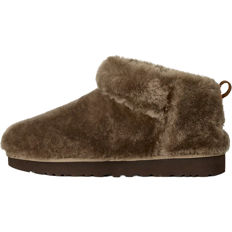 UGG Women's Classic Ultra Mini Fluffed in Light Bronze left facing