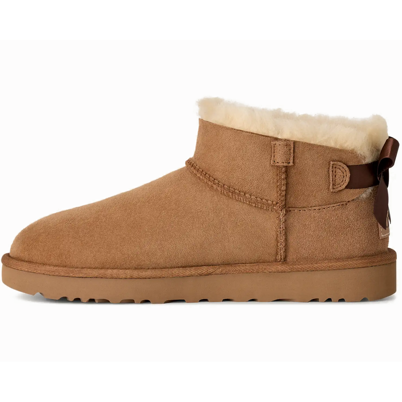 Women's Ultra Mini Bailey Bow II, UGG Women's Ultra Mini Bailey Bow II in CHE-Chestnut inside profile right shoe