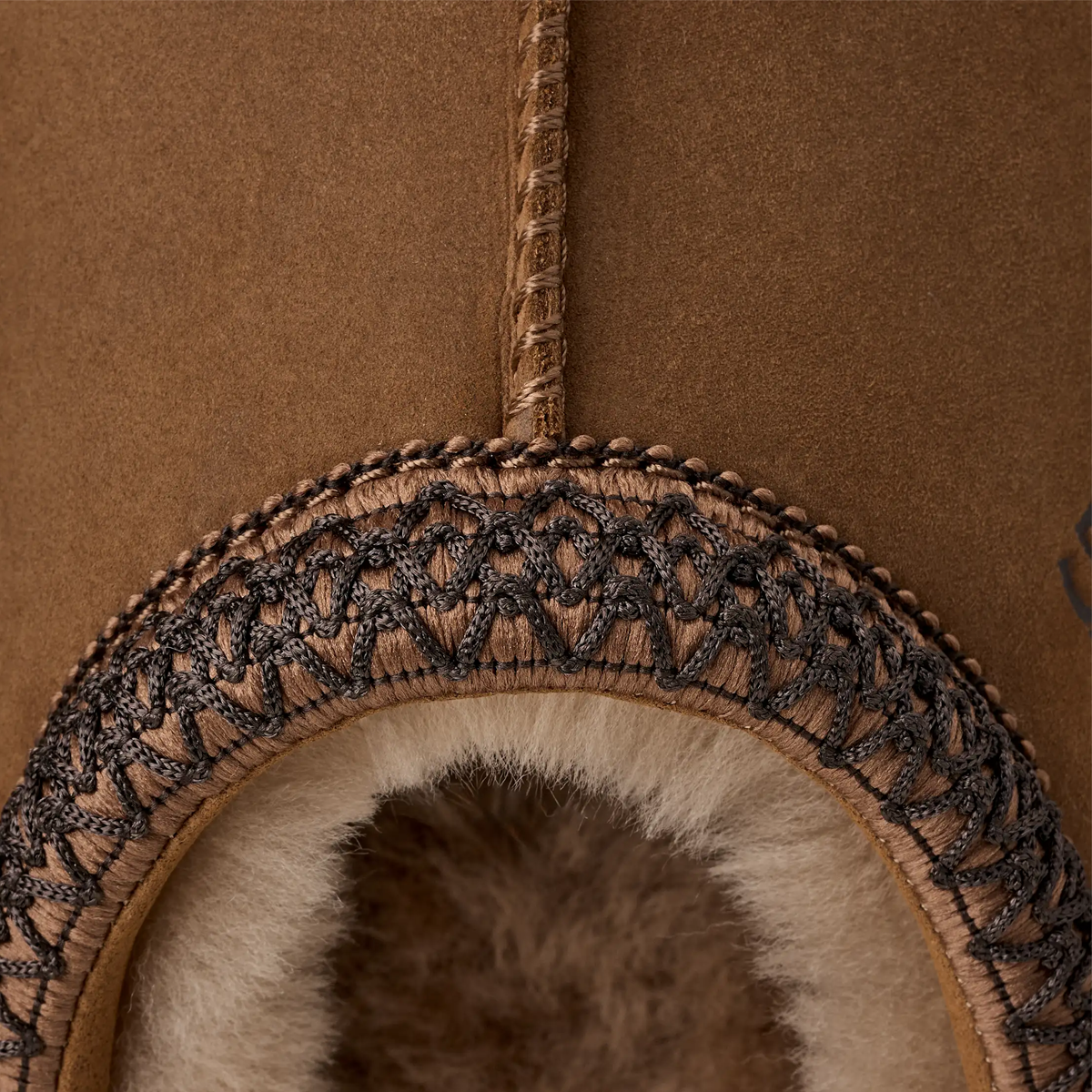 UGG Men's Tasman II Nubuck in Dark Chestnut with stitch detail