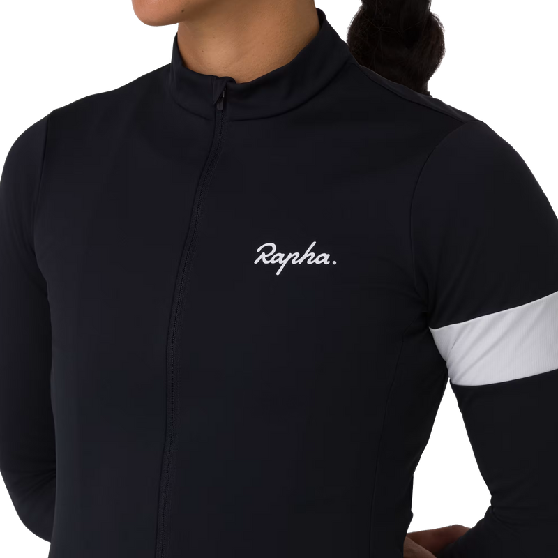 Women's Core Thermal Long Sleeve Jersey, Rapha Women's Core Thermal Long Sleeve Jersey chest zipper and logo
