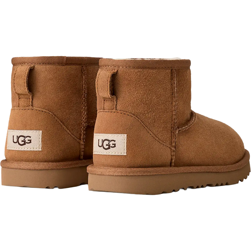 UGG Youth Classic Mini II in Chestnut back view with logo detail