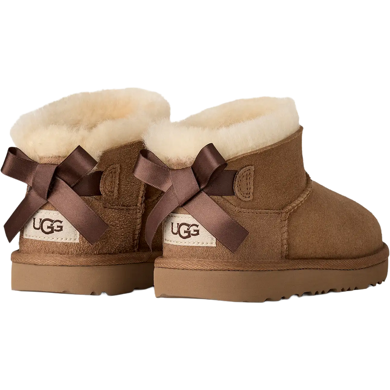 UGG Youth Ultra Mini Bailey Bow II in Chestnut back view
