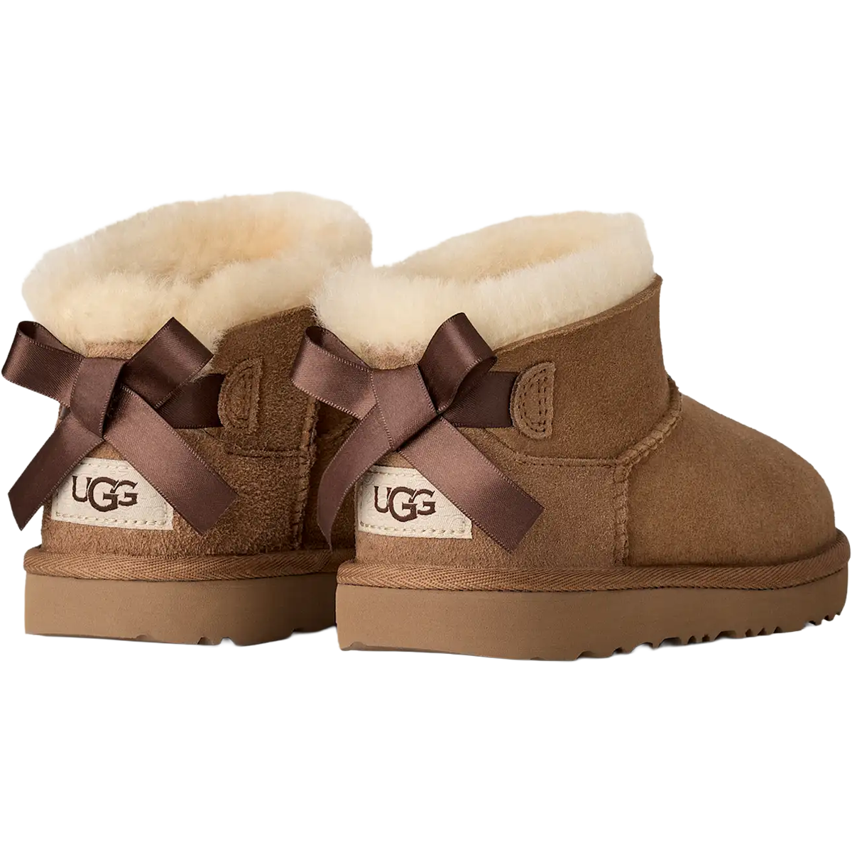 UGG Youth Ultra Mini Bailey Bow II in Chestnut back view