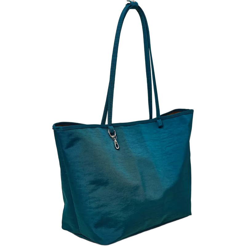 Large Nylon Reversible Tote, Baggu Large Nylon Reversible Tote in Deep Sea Mix angled view