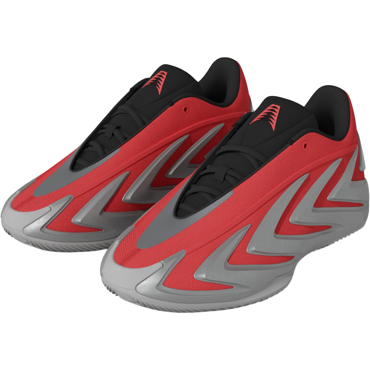 Adidas Anthony Edwards 3 in Lucid Red Silver and metallic side by side