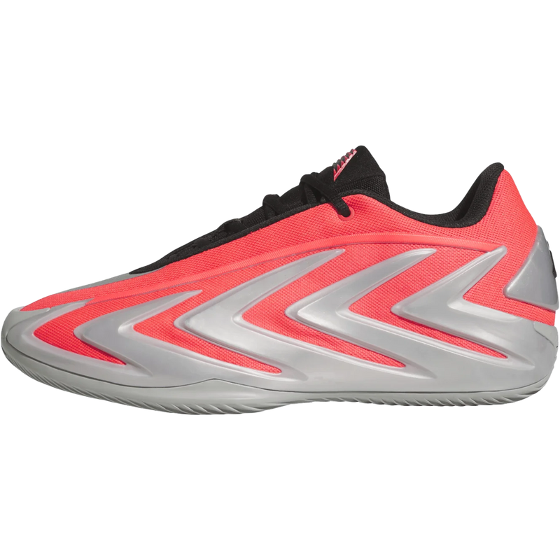Adidas Anthony Edwards 3 in Lucid Red Silver and metallic left facing