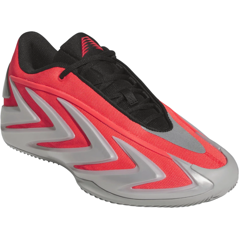 Adidas Anthony Edwards 3 in Lucid Red Silver and metallic angled toe detail