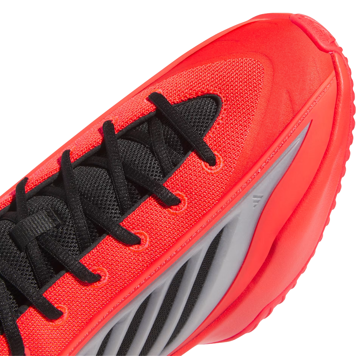 Adidas Youth Anthony Edwards Believe That 1 in Pure Ruby Core Black Cloud White angled toe detail