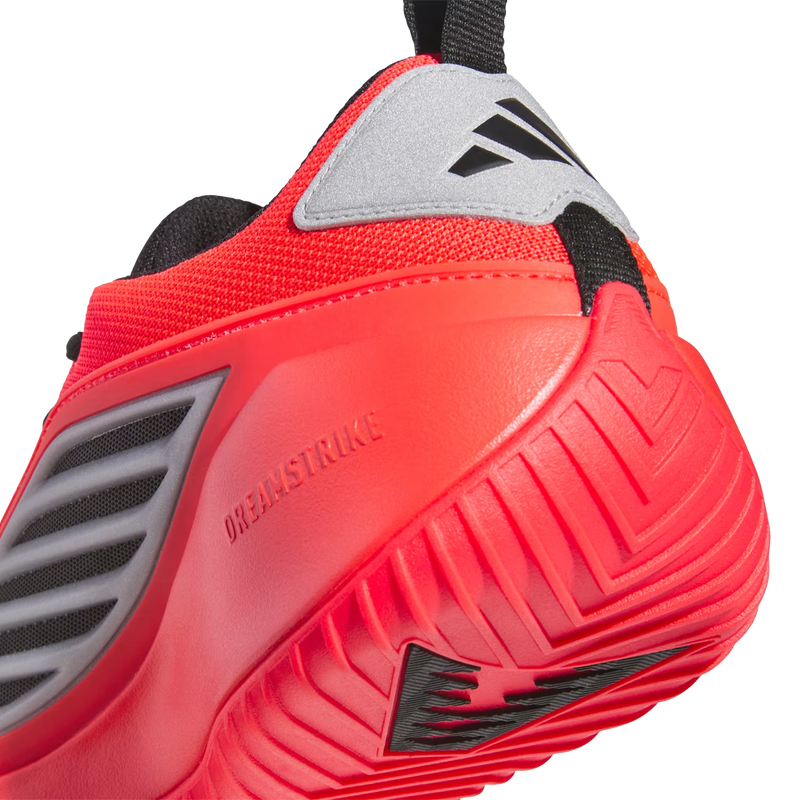 Adidas Youth Anthony Edwards Believe That 1 in Pure Ruby Core Black Cloud White angled heel detail dreamstrike