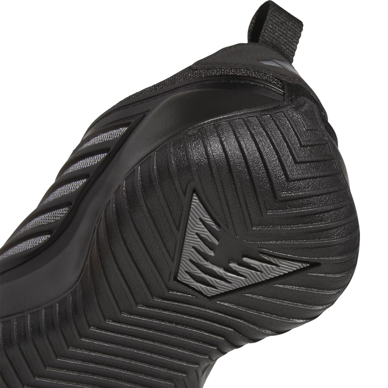 Youth Anthony Edwards Believe That 1 'OG TWolves' Preschool, Adidas Youth Anthony Edwards Believe That 1 'OG TWolves' PS in Core Black Iron Metallic bottom view with traction detail