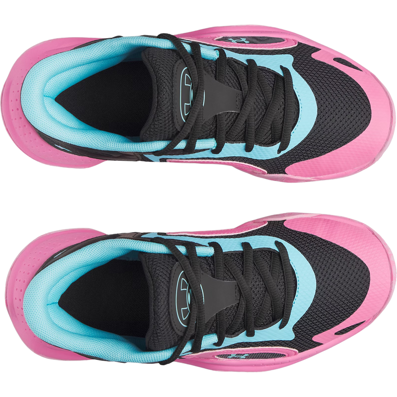 Youth Jet 25 PS, Under Armour Youth Jet 25 PS in Black Pink Frenzy Fresco Blue top view