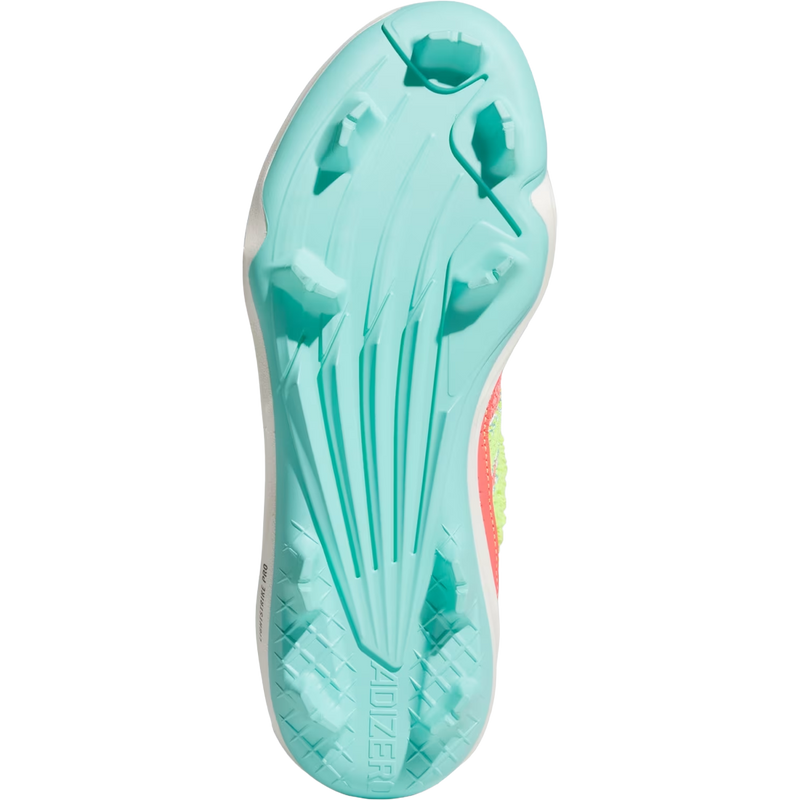 Men's Adizero Electric 3.0 TPU 'Somos', Adidas Men's Adizero Electric 3.0 TPU 'Somos' in Crystal Linen Flash Aqua Solar Turbo bottom view with cleat detail