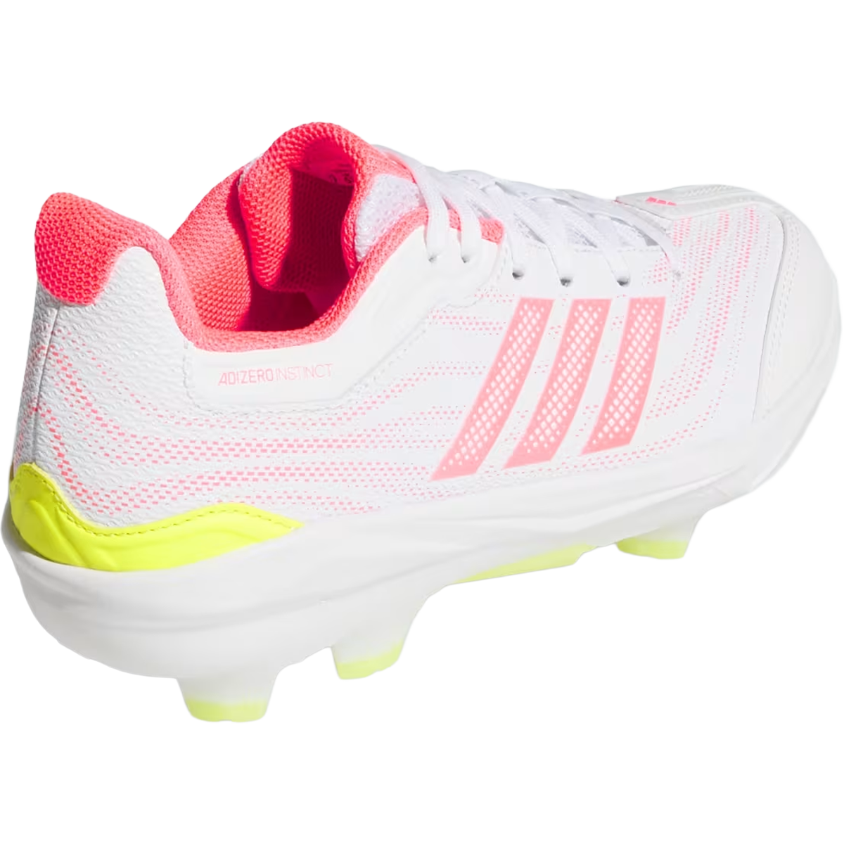 Adidas Women's Adizero Instinct 3.0 TPU in Cloud White Solar Turbo Solar Lemon angled heel detail