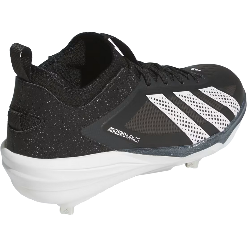 Adizero Impact 3.0 Metal, Adidas Adizero Impact 3.0 Metal in Core Back Cloud White lateral angled view