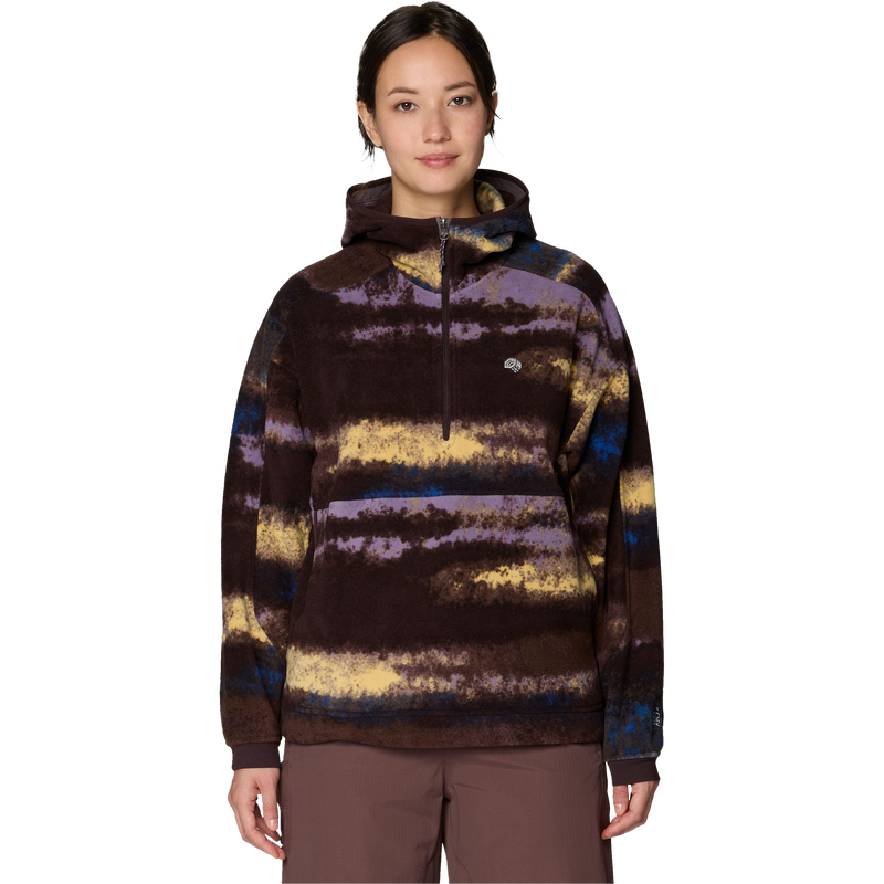 Moutain Hardwear Women's Apres Pro Fleece Hoody in Berry Blue Patchwork