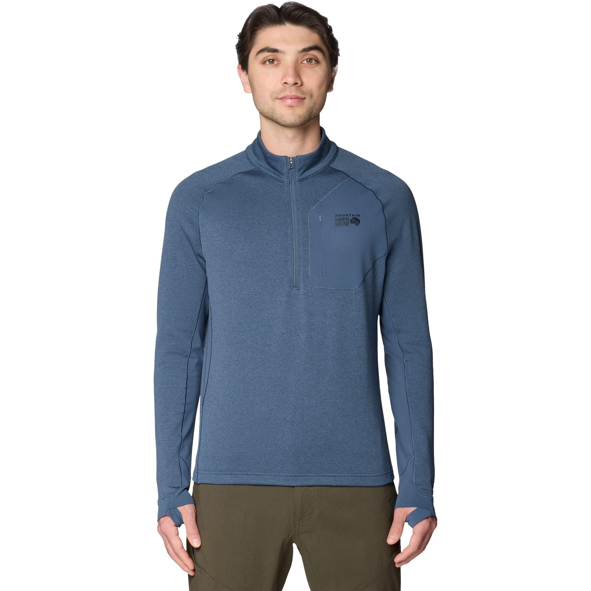 Mountain Hardwear Men's Up First Tech Fleece 1/4 Zip in Astral Blue
