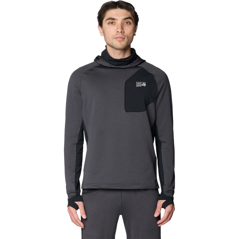 Mountain Hardwear Men's Up First Tech Fleece Hoody in Shark Heather/Black