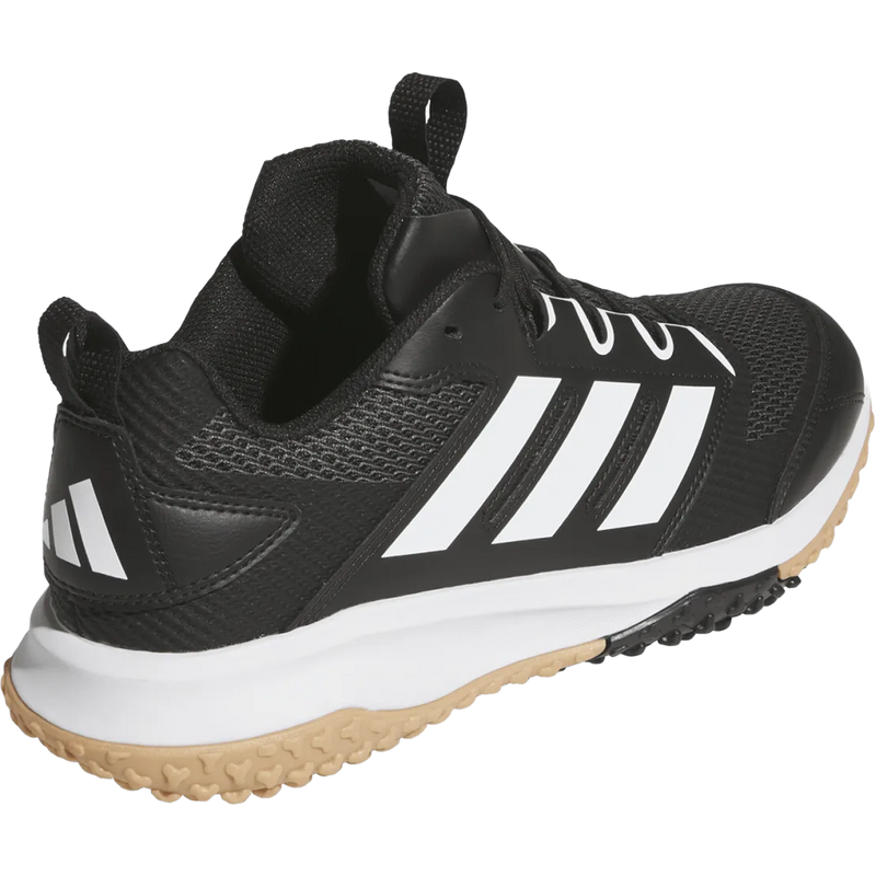 Adidas Youth Adizero DGT Turf in Core Black Cloud White angled lateral right facing