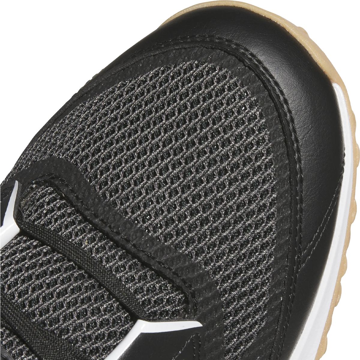 Adidas Youth Adizero DGT Turf in Core Black Cloud White toe mesh detail