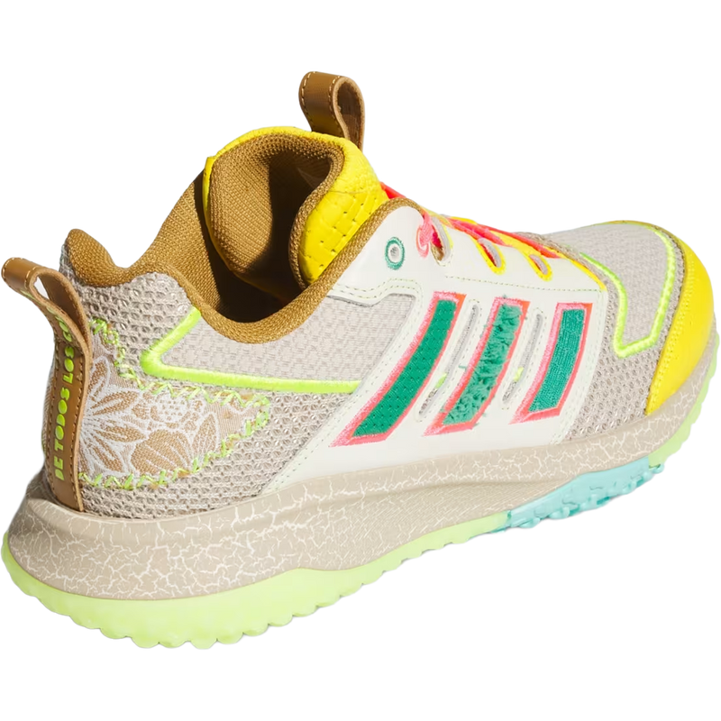 Youth Adizero DGT Turf 'Somos', Adidas Youth Adizero DGT Turf 'Somos' in Crystal Linen Solar Slime angled right facing