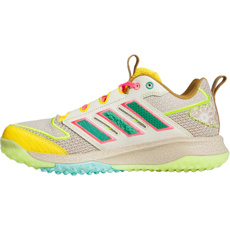 Youth Adizero DGT Turf 'Somos', Adidas Youth Adizero DGT Turf 'Somos' in Crystal Linen Solar Slime left facing