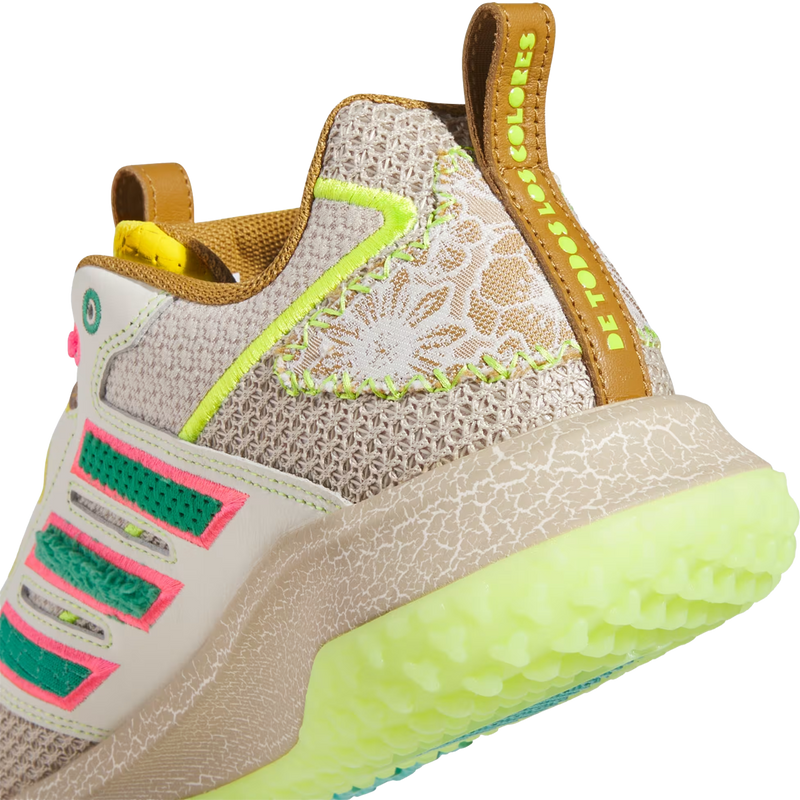 Youth Adizero DGT Turf 'Somos', Adidas Youth Adizero DGT Turf 'Somos' in Crystal Linen Solar Slime heel detail