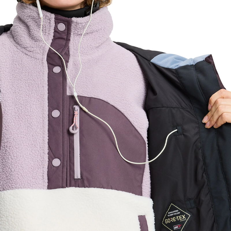 Women's Gore-Tex Stormday Jacket, Roxy Women's Gore-Tex Stormday Jacket in Nirvana headphones pocket detail