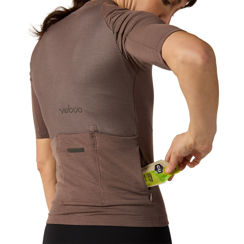 Women's LUXE Merino Jersey, Velocio  Women's LUXE Merino Jersey side nutrition pocket