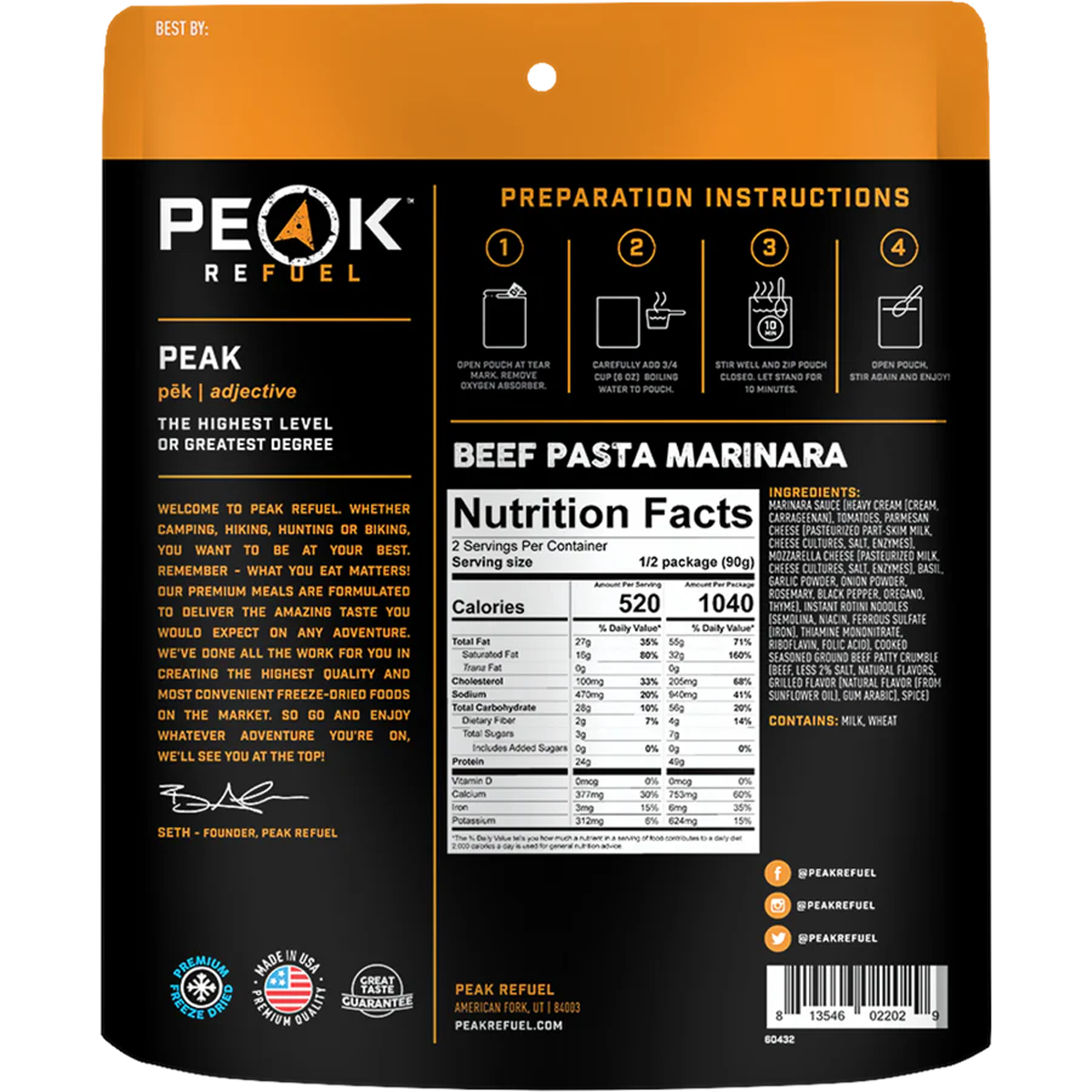 Beef Pasta Marinara (2 Servings) alternate view