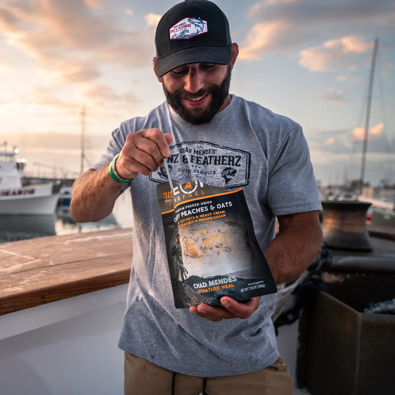 Creamy Peaches and Oats (2 Servings), Peak Refuel Creamy Peaches and Oats (2 Servings) on boat