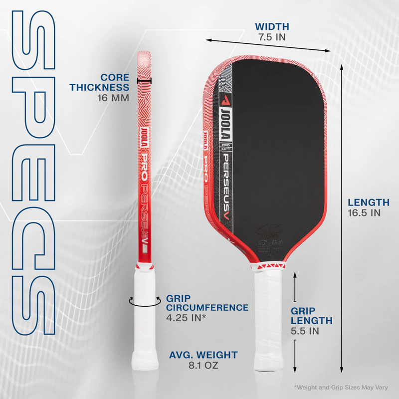 Perseus Pro V Ben Johns - 16 mm, Joola Perseus Pro V 16 mm Pickleball Paddle specs