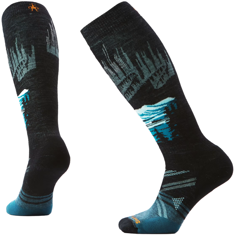 Smartwool Women's Ski Full Cushion Alpine Auroras OTC Socks in Black