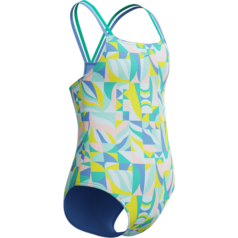 Youth Print Strappy One Piece, Speedo Youth Print Strappy One Piece 3/4 Front Right