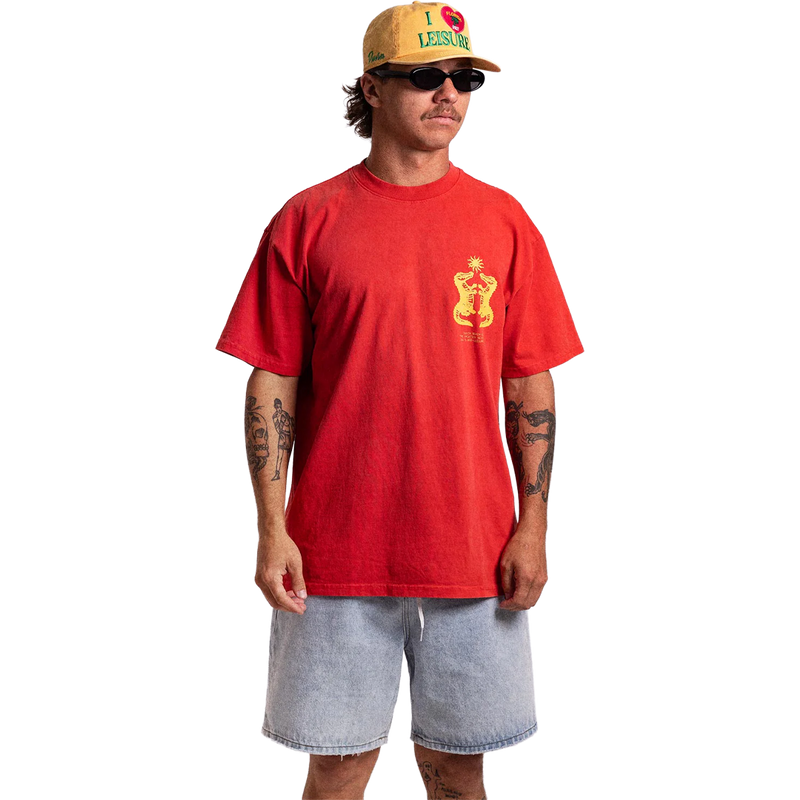 Men's Gator Tee, Duvin Design Men's Gator Tee in Red on model
